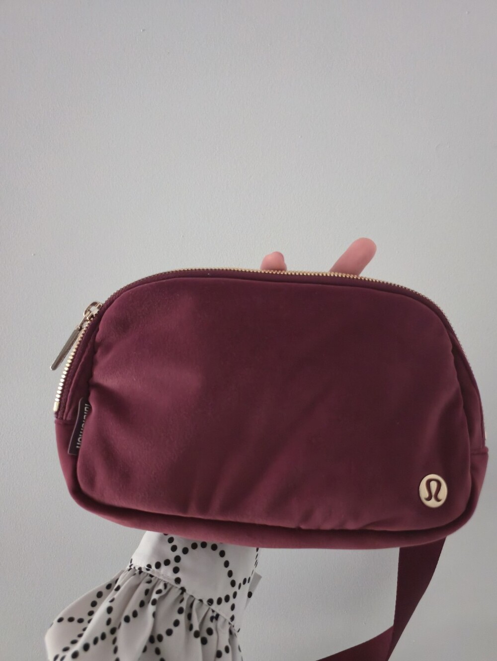 Lululemon Burgundy Velour Velvet Strap Bag